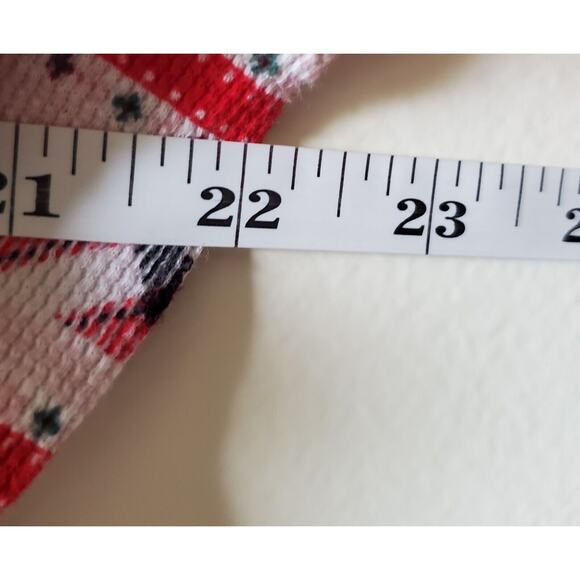 Victorias Secret Red Plaid Striped Waffle Knit T-shirt V Neck Size Large Cozy - Picture 9 of 10